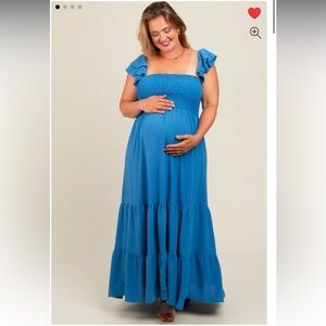 Maternity Dress PinkBlush Blue 1X